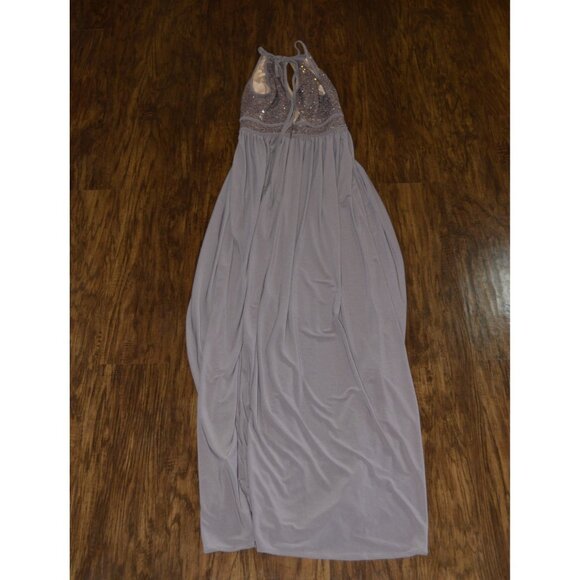 Morgan & Co. Womens Brown Lace Halter Maxi Evening Dress Sz 1/2 Prom Formal READ - Picture 2 of 7